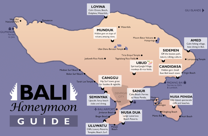 Map with regions of Bali.