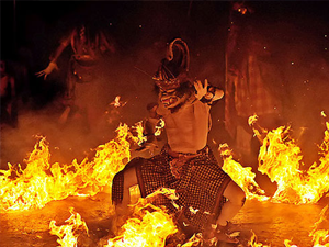 Traditional Kecak Firedance near Uluwatu Temple.