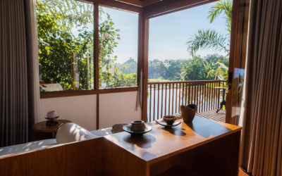 From your cabin you have a view over the typical Ubud rice fields.
