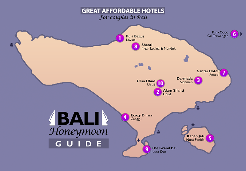 10 affordable romantic hotels in Bali.
