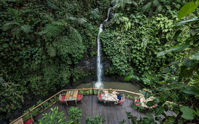 Who doesn't want to stay in a hotel with a private waterfall?